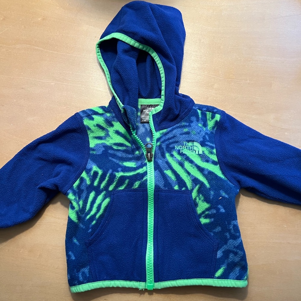 The North Face Kids Blue and Neon Green Hoodie